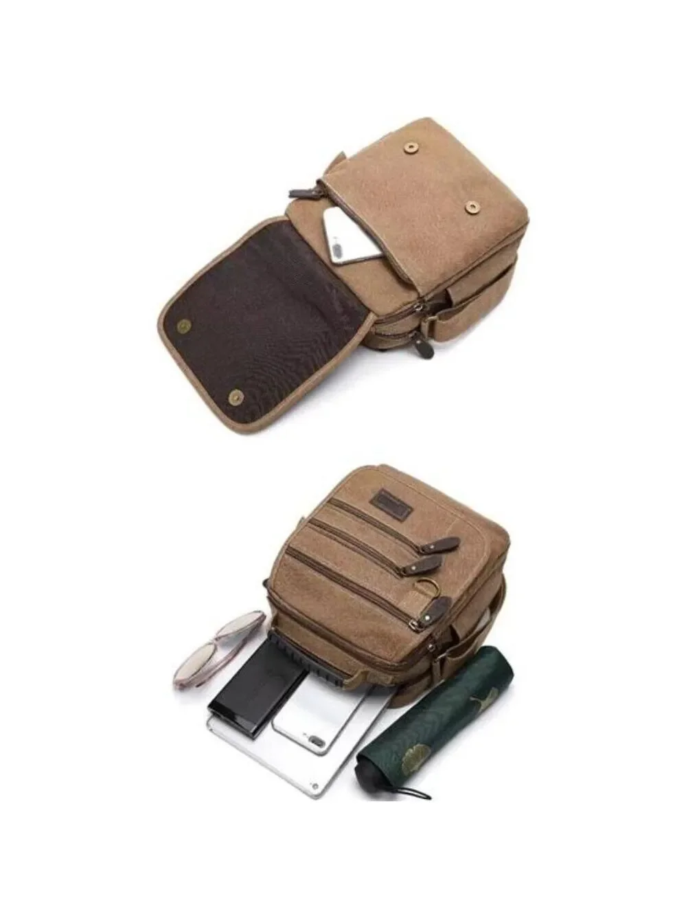 Mens Canvas Shoulder Bag Small Messenger Crossbody Work Bag Vintage Travel Bag
